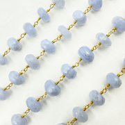 Blue Lace Agate Gold Plated Wire Chain